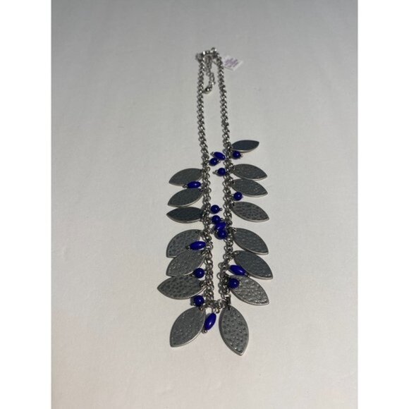 Lia Sophia Breeze Silver Leaf Blue Bead Necklace - Picture 6 of 6